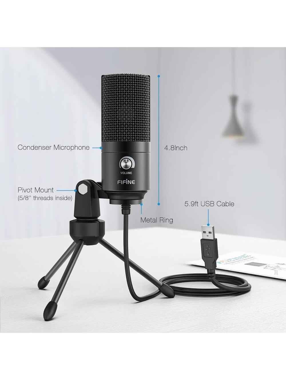 Fifine USB Microphone for PC Computer, Recording Condenser Mic for MAC/Windows - Picture 2 of 4